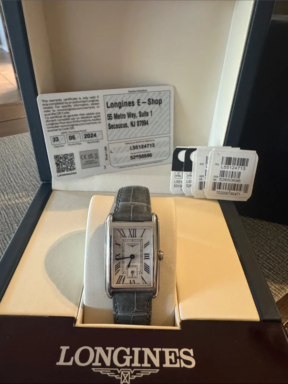 Longines Dolcevita Watch w/ Grey Alligator/Leather  Strap